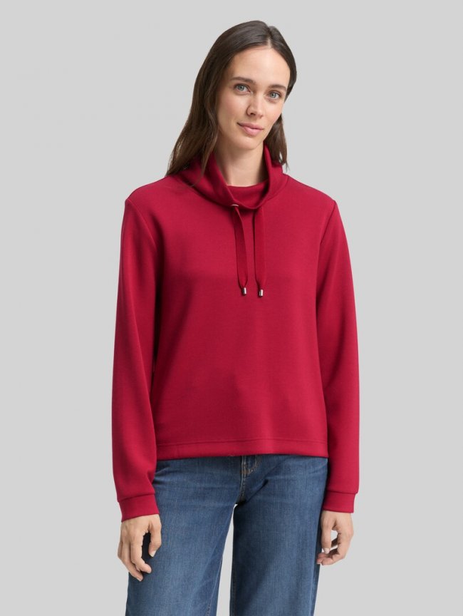 Tom Tailor Scuba Sweatshirt mit Stehkragen - Rumba Red Tom Tailor Scuba Sweatshirt mit Stehkragen - Rumba Red