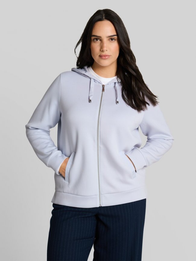 Tom Tailor Plus Size - Hoodie Sweatjacke aus Scuba - Soft Dusty Blue Tom Tailor Plus Size - Hoodie Sweatjacke aus Scuba - Soft Dusty Blue