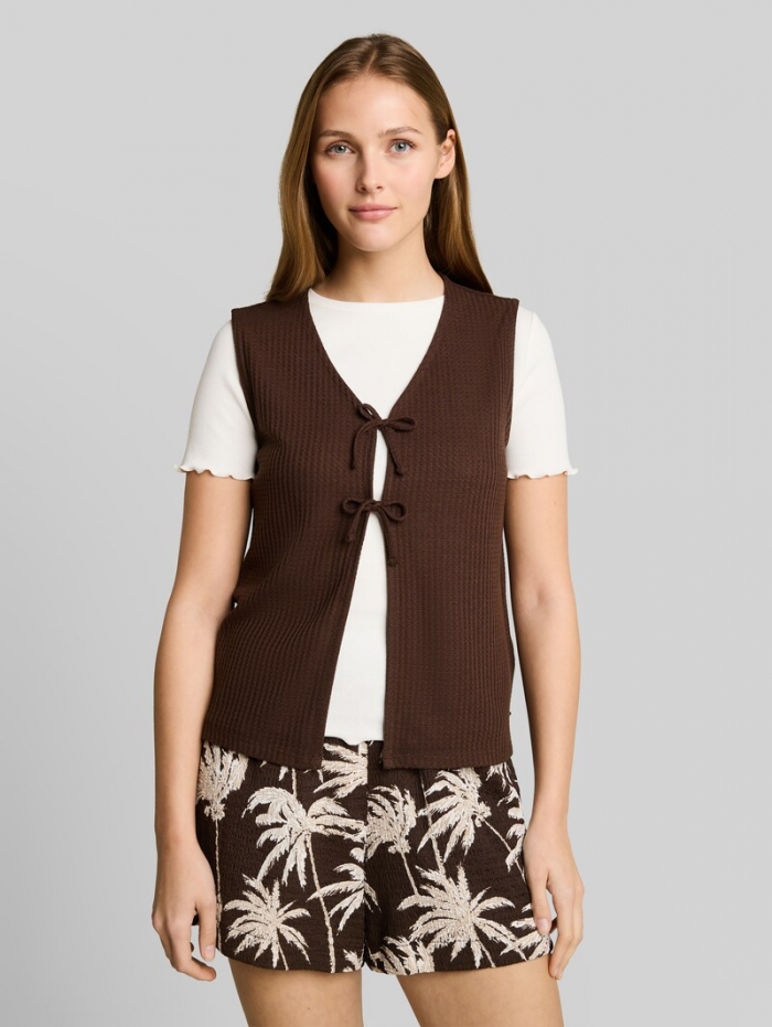 Tom Tailor Top mit Schleifen-Details - Cool Dark Brown Tom Tailor Top mit Schleifen-Details - Cool Dark Brown