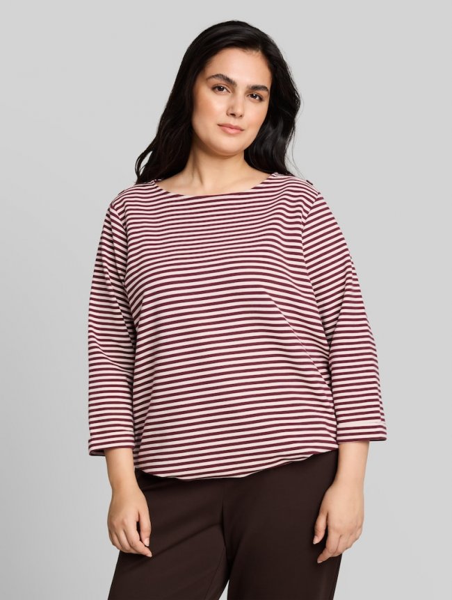 Tom Tailor Plus Size - Langarmshirt mit Knopf-Details - Light Pink Preppy Plum Stripe Tom Tailor Plus Size - Langarmshirt mit Knopf-Details - Light Pink Preppy Plum Stripe