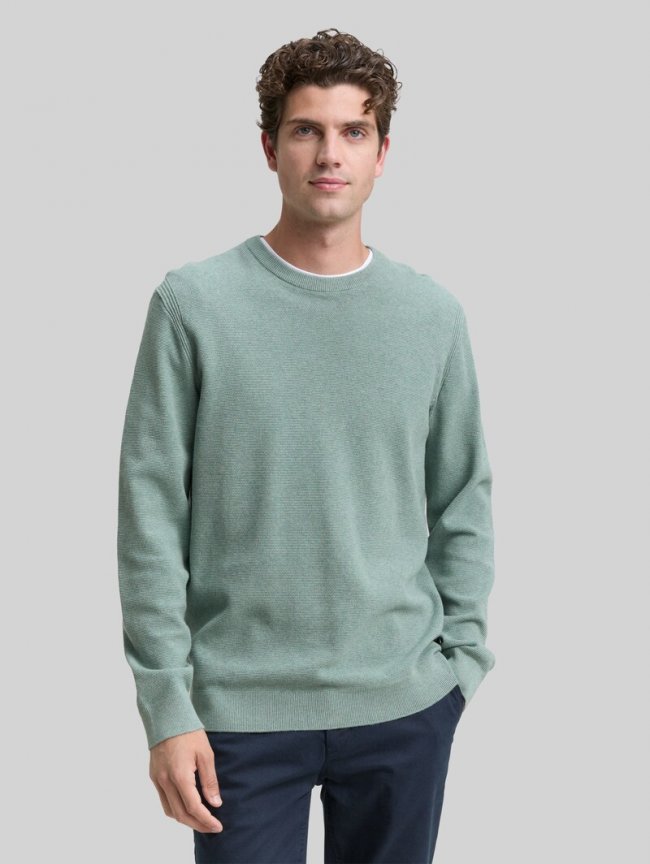 Tom Tailor Strickpullover aus Baumwolle - Dark Smoke Green Melange Tom Tailor Strickpullover aus Baumwolle - Dark Smoke Green Melange