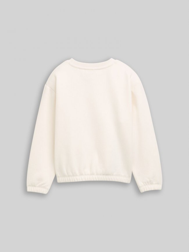 Tom Tailor Cropped Sweatshirt mit Wendepailletten - Gardenia White Tom Tailor Cropped Sweatshirt mit Wendepailletten - Gardenia White