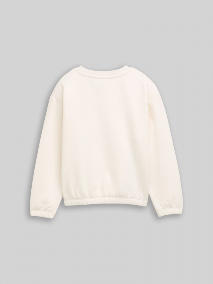 Tom Tailor Cropped Sweatshirt mit Wendepailletten - Gardenia White Tom Tailor Cropped Sweatshirt mit Wendepailletten - Gardenia White