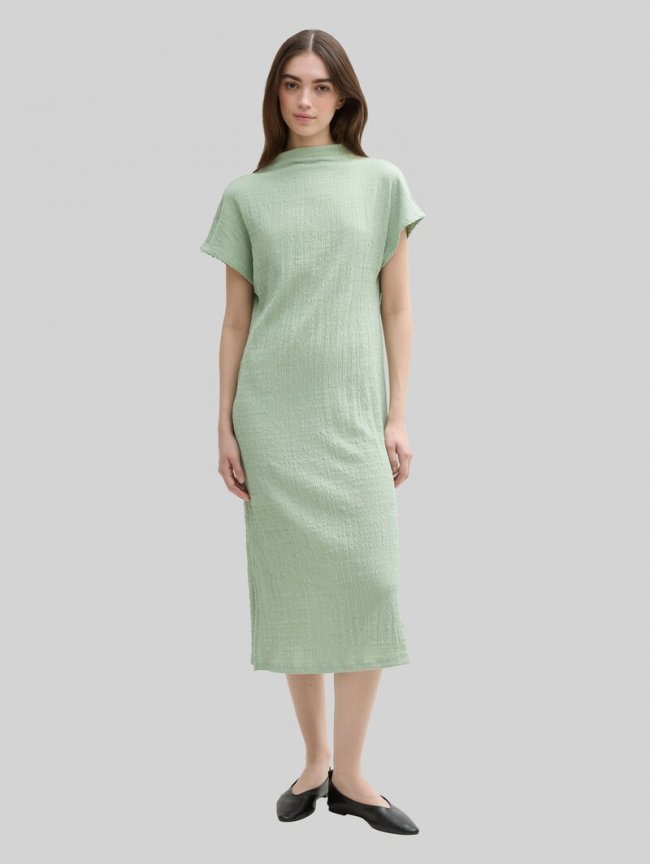 Tom Tailor Midi-Kleid mit Stehkragen - Fresh Mint Green Tom Tailor Midi-Kleid mit Stehkragen - Fresh Mint Green