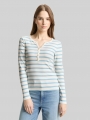 Tom Tailor Slim Fit Henley Langarmshirt - Calm Blue White Stripe