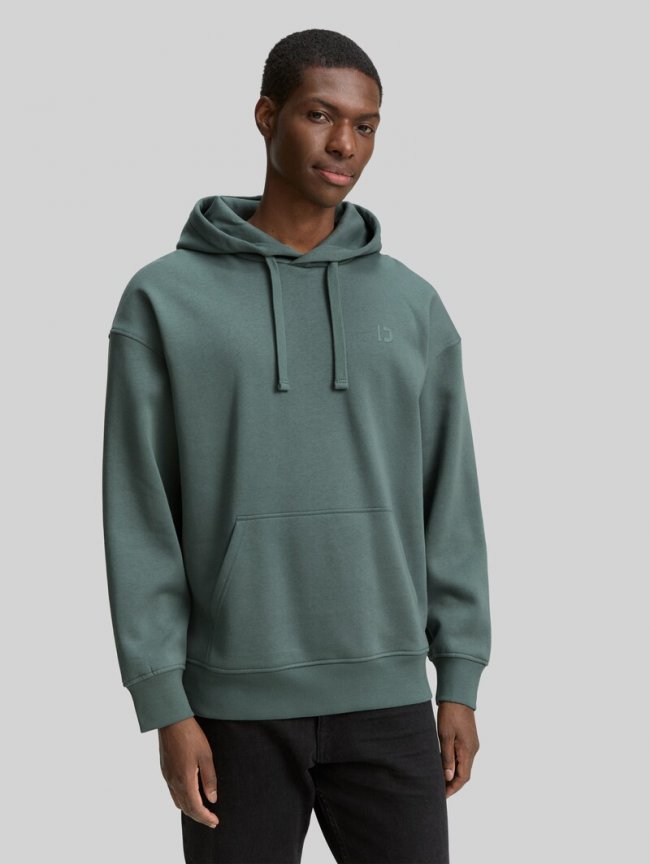 Tom Tailor Relaxed Fit Hoodie Sweatshirt mit Rückenprint - Washed Jasper Green