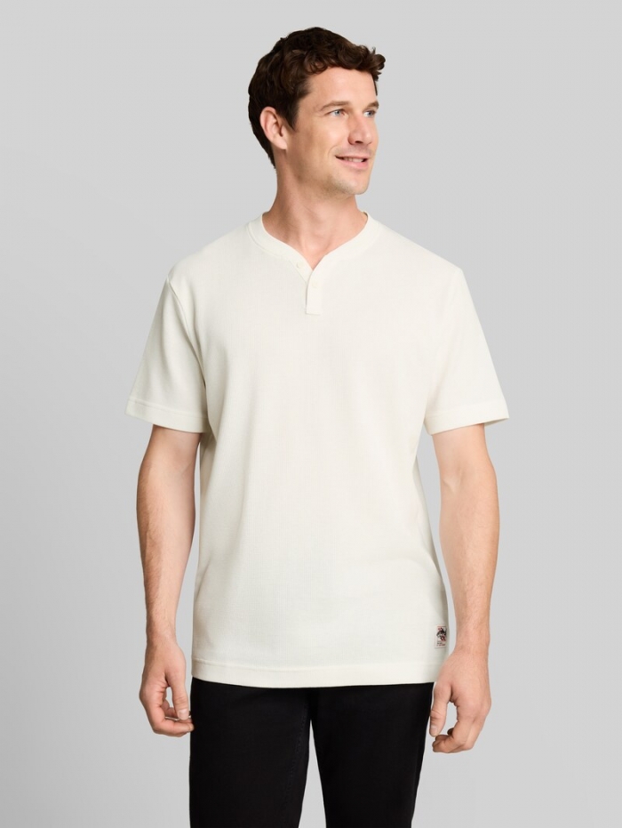 Tom Tailor Henley T-Shirt mit Waffelstruktur - Gardenia White Tom Tailor Henley T-Shirt mit Waffelstruktur - Gardenia White