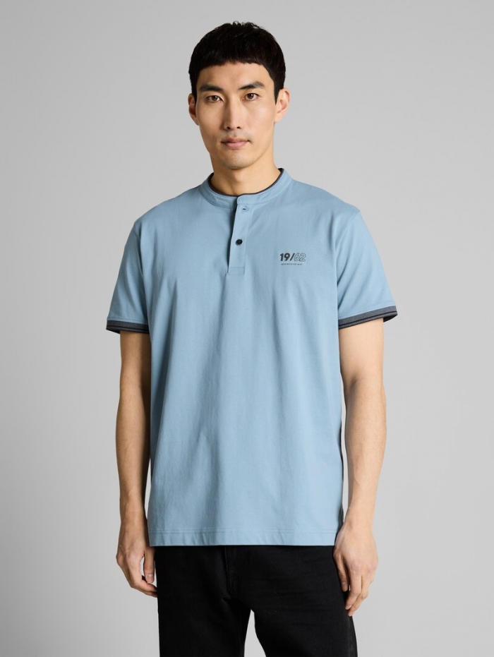 Tom Tailor Poloshirt mit Stehkragen - Mountain Spring Blue Tom Tailor Poloshirt mit Stehkragen - Mountain Spring Blue