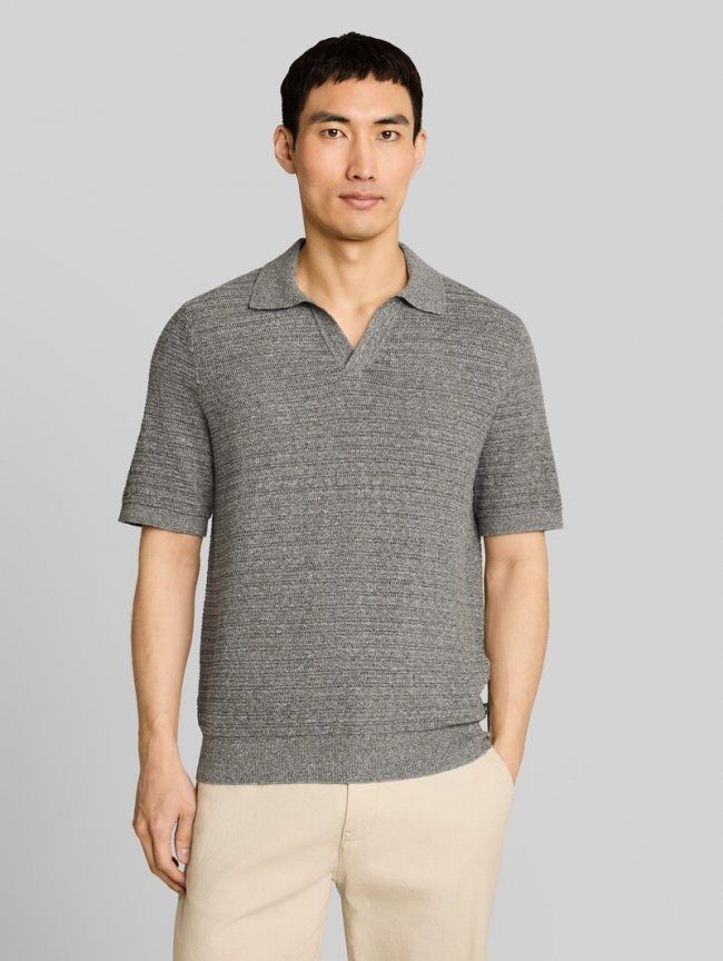 Tom Tailor Strick-Poloshirt mit Leinenanteil - Deep Leaf Green Melange Tom Tailor Strick-Poloshirt mit Leinenanteil - Deep Leaf Green Melange