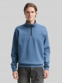 Tom Tailor Troyer Sweatshirt mit Logo-Badge - Dusty Denim Blue
