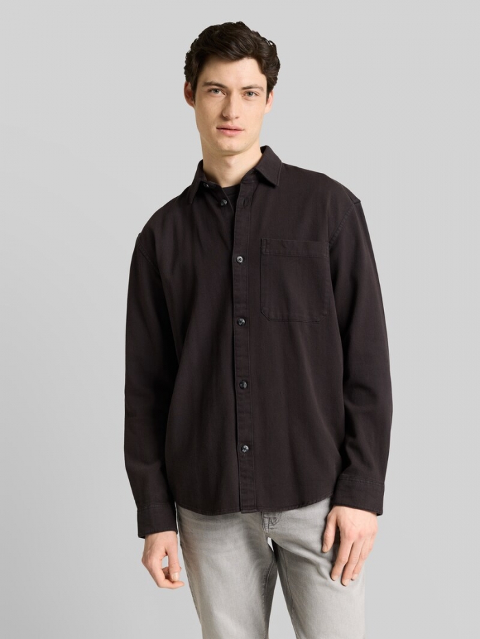 Tom Tailor Relaxed Fit Hemd mit Brusttasche - Coal Grey Tom Tailor Relaxed Fit Hemd mit Brusttasche - Coal Grey