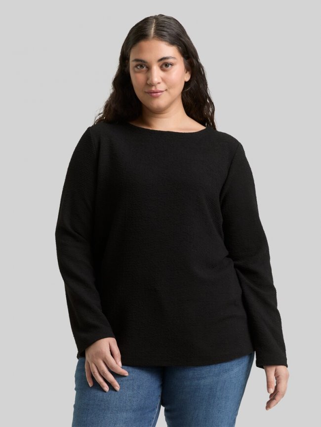 Tom Tailor Plus Size - Sweatshirt mit Glitzer-Effekt - Deep Black Tom Tailor Plus Size - Sweatshirt mit Glitzer-Effekt - Deep Black