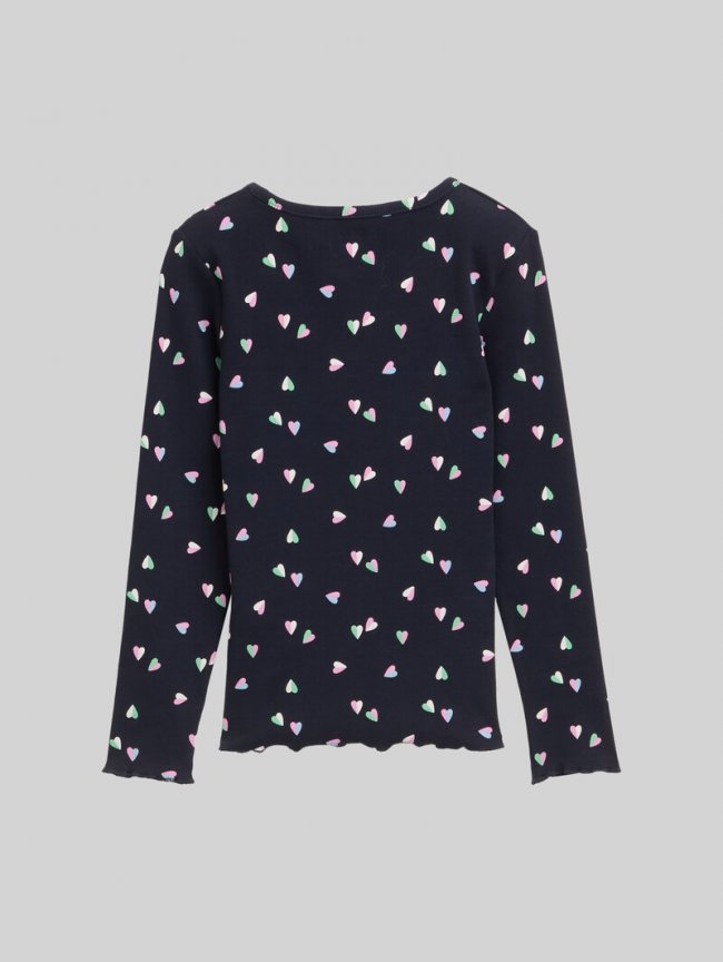 Tom Tailor Ripp Langarmshirt mit Allover-Print - Mini Heart Design Tom Tailor Ripp Langarmshirt mit Allover-Print - Mini Heart Design