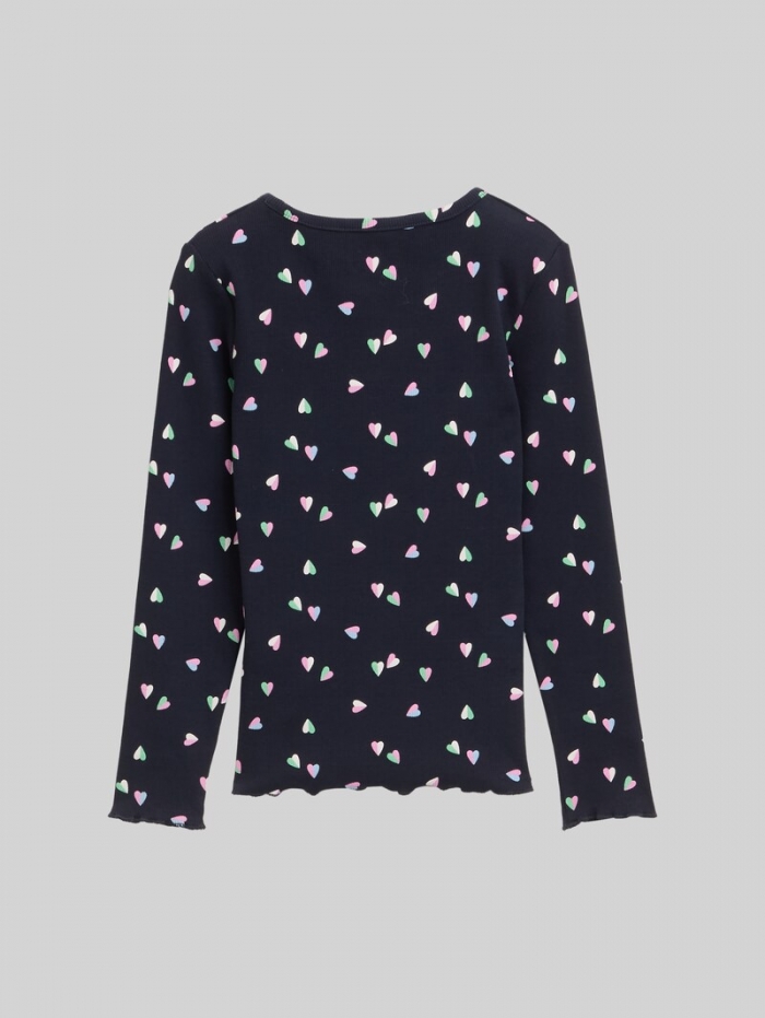Tom Tailor Ripp Langarmshirt mit Allover-Print - Mini Heart Design Tom Tailor Ripp Langarmshirt mit Allover-Print - Mini Heart Design
