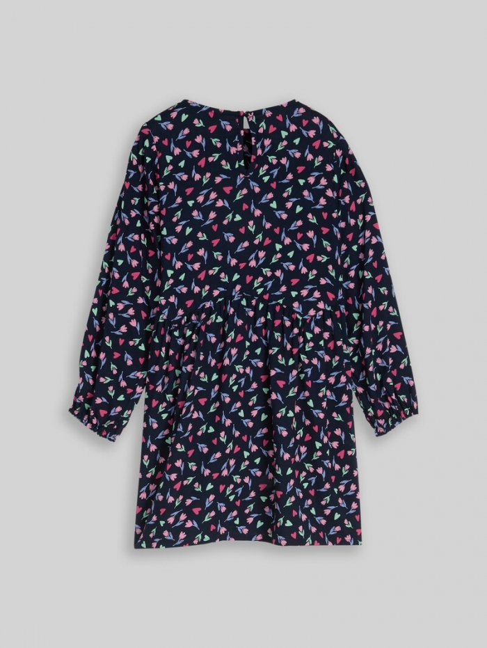 Tom Tailor Midi-Kleid mit Blumenmuster - Dark Blue Tulip Print Big