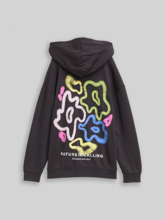 Tom Tailor Oversize Hoodie Sweatshirt mit Rückenprint - Coal Grey Tom Tailor Oversize Hoodie Sweatshirt mit Rückenprint - Coal Grey