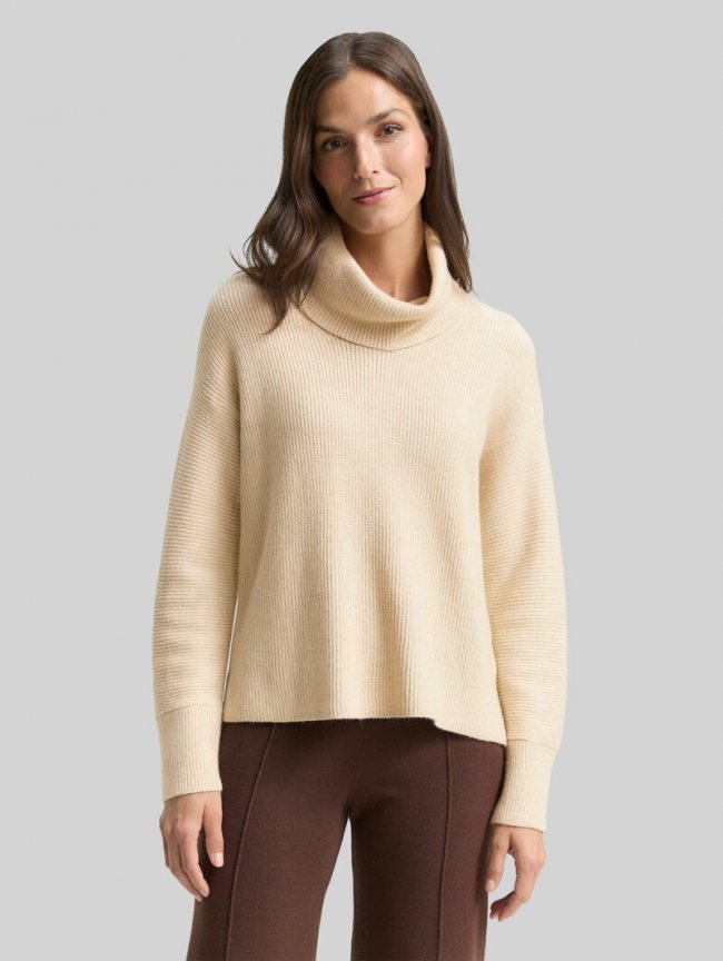Tom Tailor Oversize Rollkragenpullover - Sand Stone Beige Melange Tom Tailor Oversize Rollkragenpullover - Sand Stone Beige Melange