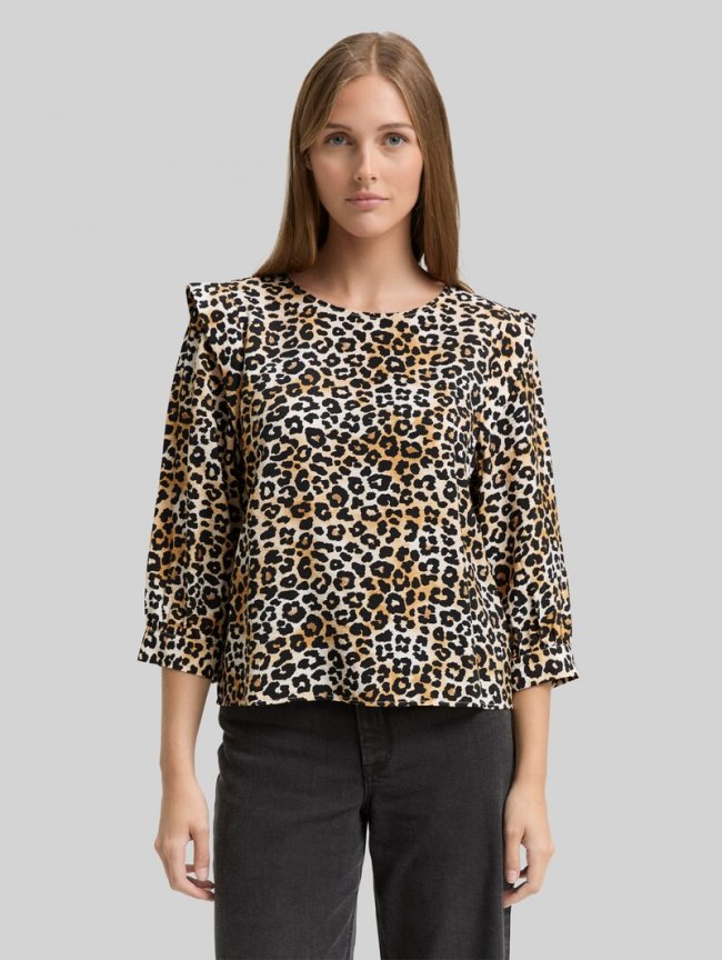Tom Tailor Loose Fit Bluse - Leo Print Tom Tailor Loose Fit Bluse - Leo Print