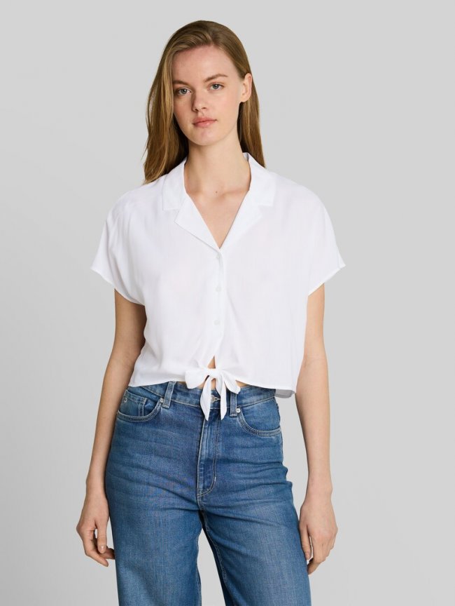 Tom Tailor Resort Hemdbluse mit Knotendetail - White Tom Tailor Resort Hemdbluse mit Knotendetail - White