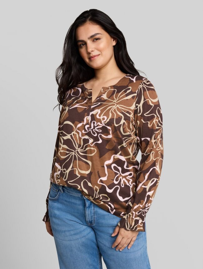 Tom Tailor Plus Size - Blusenshirt mit Blumenmuster - Brown Big Flower Design Tom Tailor Plus Size - Blusenshirt mit Blumenmuster - Brown Big Flower Design