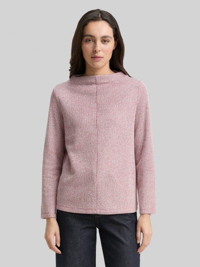 Tom Tailor Sweatshirt mit Stehkragen - Rumba Red Melange Tom Tailor Sweatshirt mit Stehkragen - Rumba Red Melange