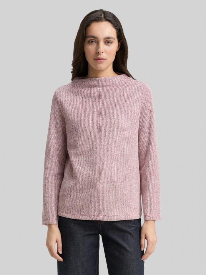 Tom Tailor Sweatshirt mit Stehkragen - Rumba Red Melange Tom Tailor Sweatshirt mit Stehkragen - Rumba Red Melange