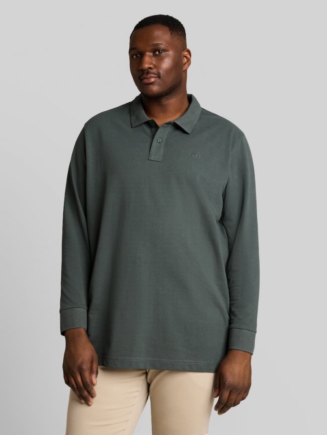 Tom Tailor Plus Size - Langarm Piqué Poloshirt - Darkest Olive Tom Tailor Plus Size - Langarm Piqué Poloshirt - Darkest Olive
