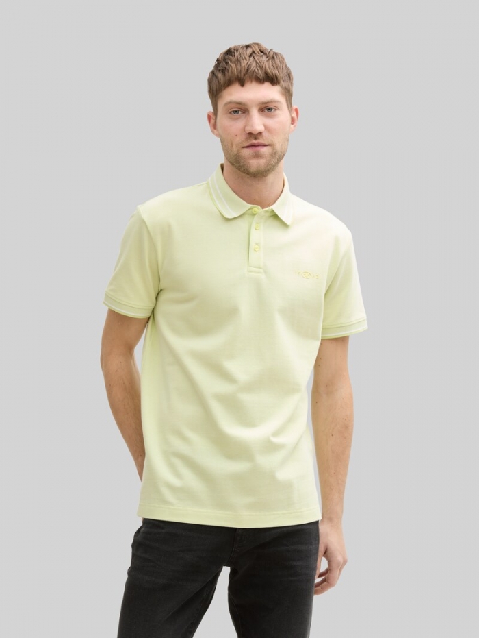 Tom Tailor Piqué Poloshirt mit Stretch - Lime Green Two Tone Pique Tom Tailor Piqué Poloshirt mit Stretch - Lime Green Two Tone Pique