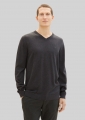 Tom Tailor Strickpullover mit V-Ausschnitt - Black Grey Melange Tom Tailor Strickpullover mit V-Ausschnitt - Black Grey Melange