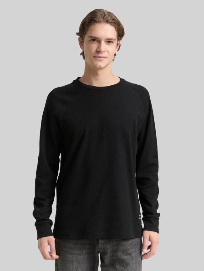 Tom Tailor Langarmshirt mit Waffelstruktur - Black Tom Tailor Langarmshirt mit Waffelstruktur - Black