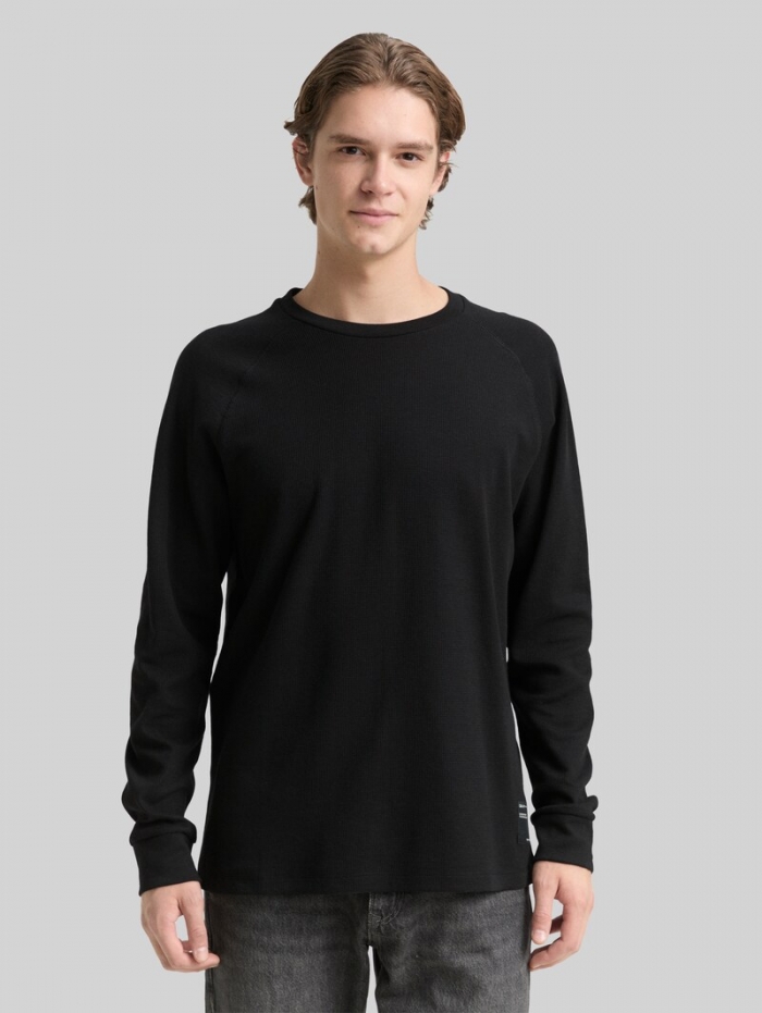 Tom Tailor Langarmshirt mit Waffelstruktur - Black Tom Tailor Langarmshirt mit Waffelstruktur - Black