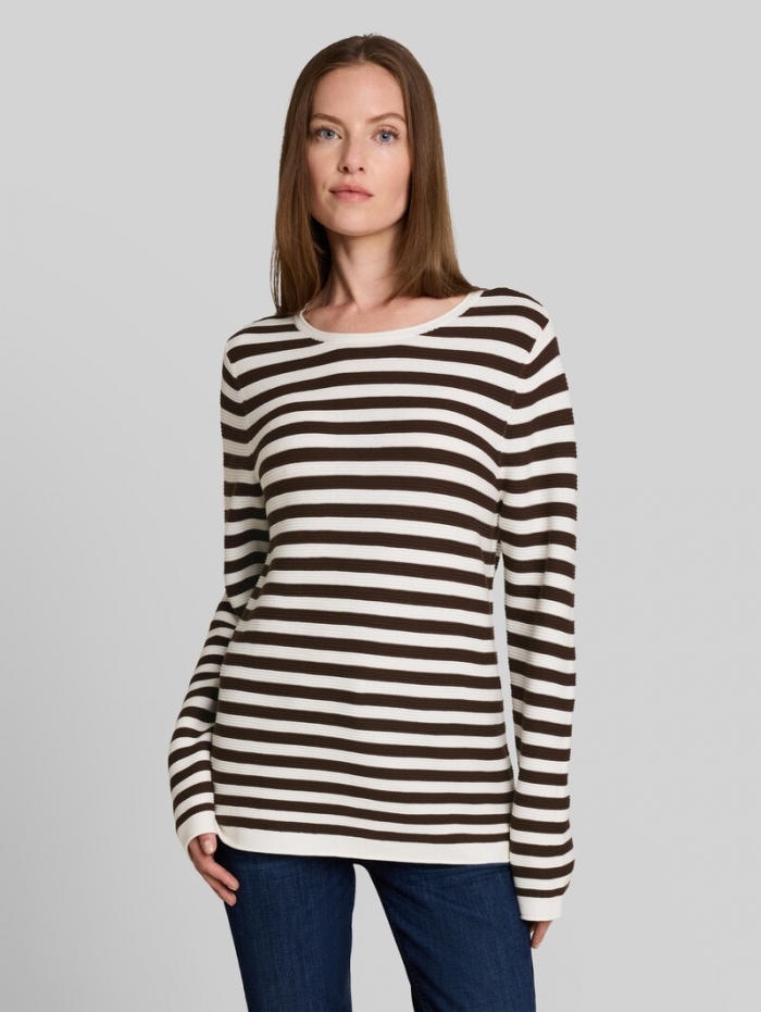 Tom Tailor Strickpullover aus Baumwolle - Java Brown Stripe Tom Tailor Strickpullover aus Baumwolle - Java Brown Stripe