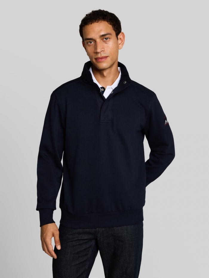 Tom Tailor Troyer Sweatshirt mit Badge - Sky Captain Blue Tom Tailor Troyer Sweatshirt mit Badge - Sky Captain Blue