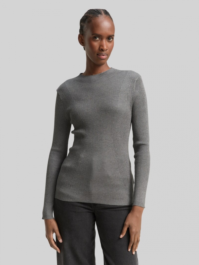 Tom Tailor Tight Fit Strickpullover - Stormy Gray Melange Tom Tailor Tight Fit Strickpullover - Stormy Gray Melange