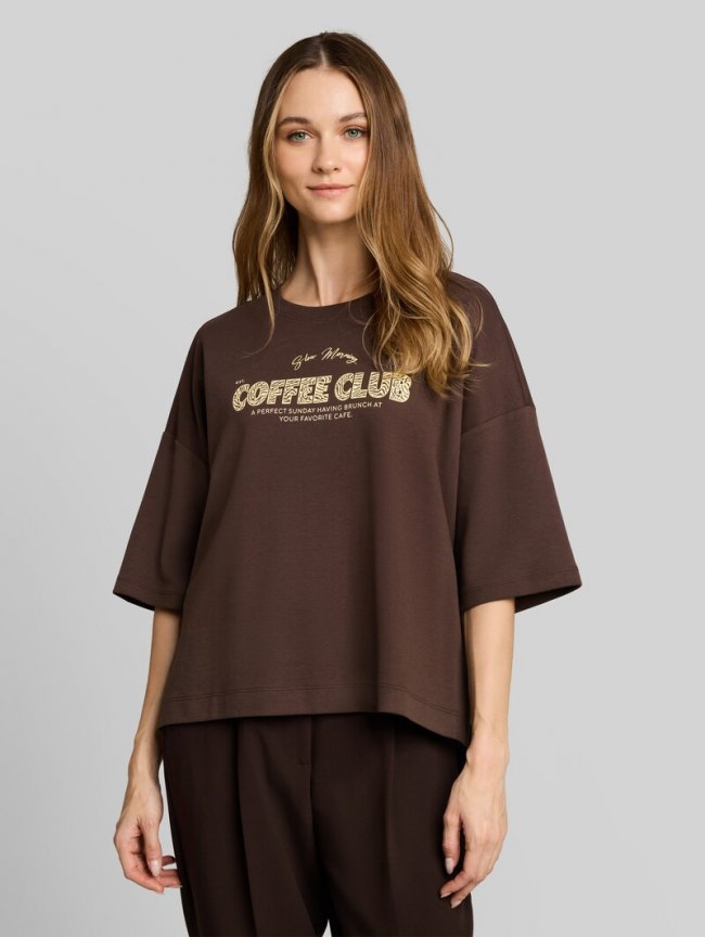 Tom Tailor Boxy Fit T-Shirt mit Print - Cool Dark Brown Tom Tailor Boxy Fit T-Shirt mit Print - Cool Dark Brown