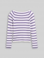 Tom Tailor Cropped Strickpullover mit Streifenmuster - Vivid Purple White Stripe Tom Tailor Cropped Strickpullover mit Streifenmuster - Vivid Purple White Stripe