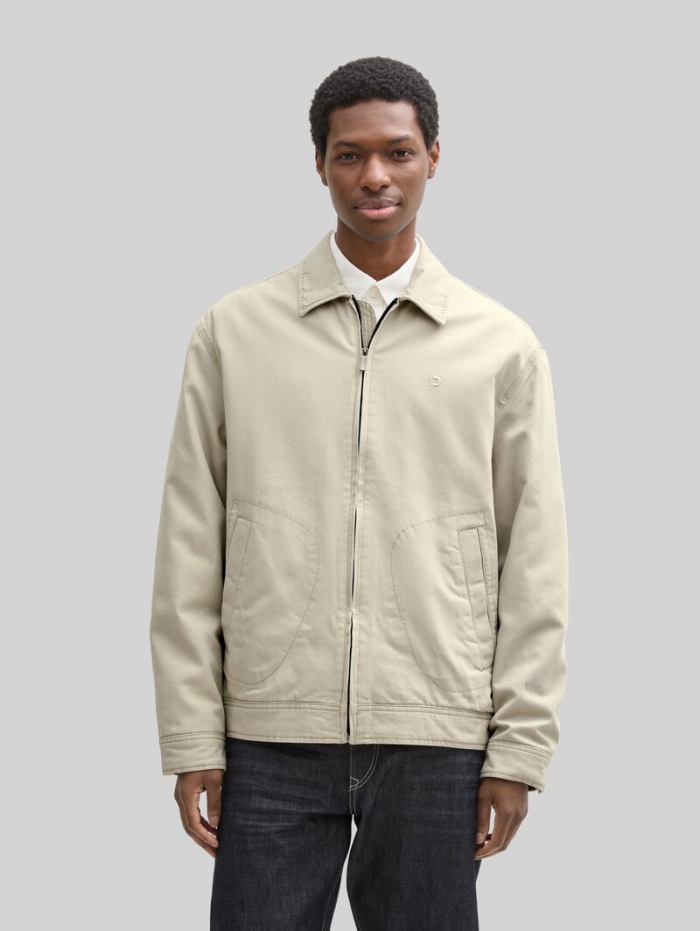 Tom Tailor Relaxed Fit Jacke aus Baumwolle - Beige Abbey Stone Tom Tailor Relaxed Fit Jacke aus Baumwolle - Beige Abbey Stone