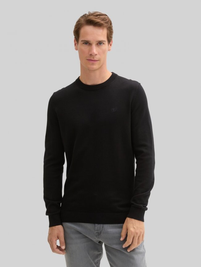 Tom Tailor Strickpullover aus Baumwolle - Black Tom Tailor Strickpullover aus Baumwolle - Black
