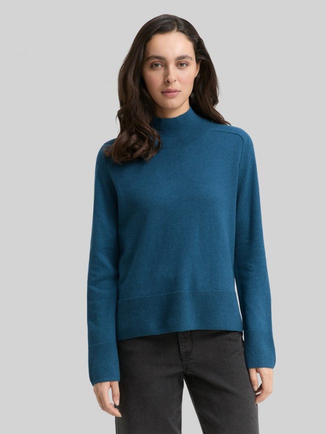 Tom Tailor Strickpullover mit Kaschmir-Anteil - Dark Petrol Melange Tom Tailor Strickpullover mit Kaschmir-Anteil - Dark Petrol Melange