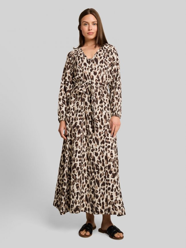 Tom Tailor Maxi-Kleid mit Leo-Print - Brown Beige Leo Print Tom Tailor Maxi-Kleid mit Leo-Print - Brown Beige Leo Print