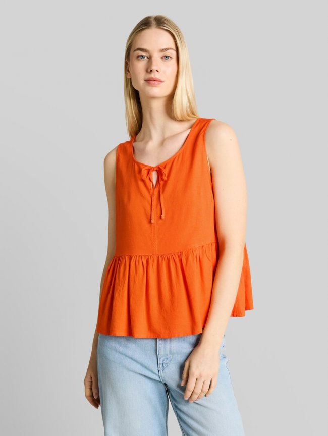 Tom Tailor Blusentop mit Leinenanteil - Fiery Orange Tom Tailor Blusentop mit Leinenanteil - Fiery Orange