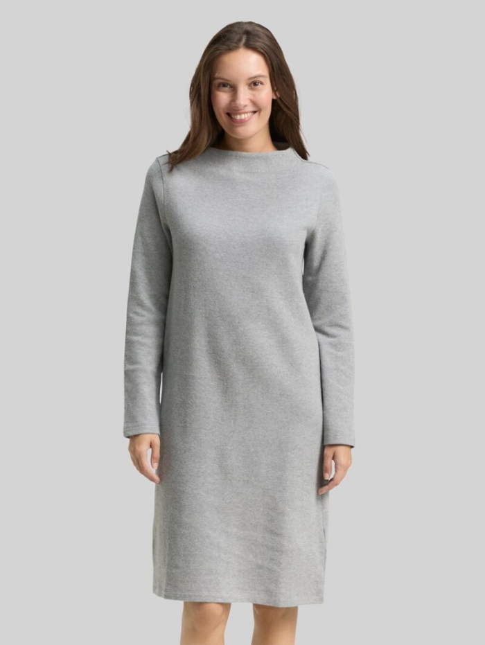 Tom Tailor Cosy Kleid mit Stehkragen - Medium Silver Grey Melange Tom Tailor Cosy Kleid mit Stehkragen - Medium Silver Grey Melange