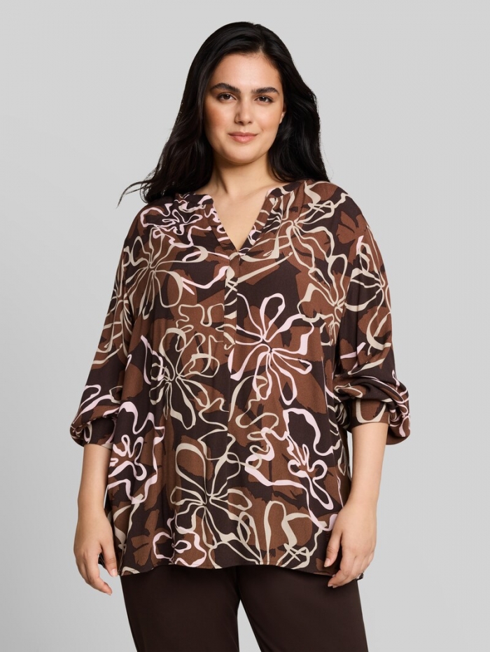 Tom Tailor Plus Size - Bluse aus Viskose - Brown Big Flower Design Tom Tailor Plus Size - Bluse aus Viskose - Brown Big Flower Design