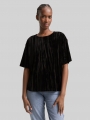 Tom Tailor Loose Fit T-Shirt aus Samt - Deep Black