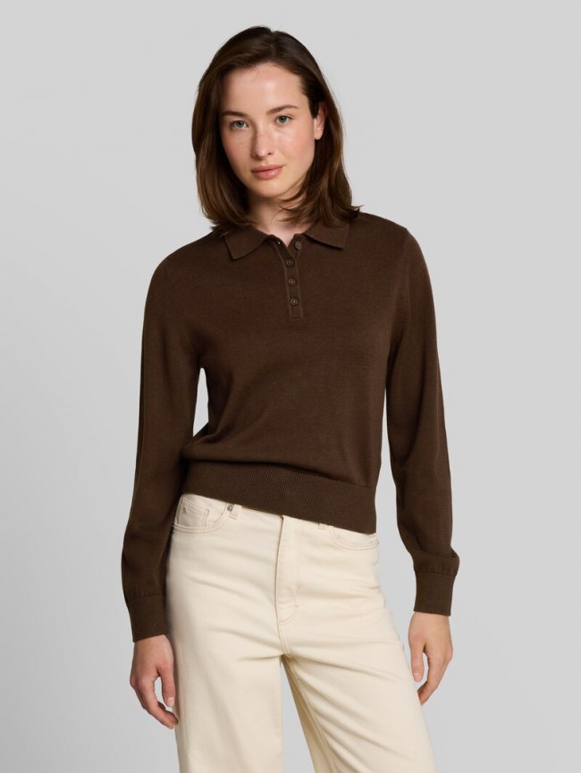 Tom Tailor Strickpullover mit Polokragen - Cool Dark Brown Tom Tailor Strickpullover mit Polokragen - Cool Dark Brown