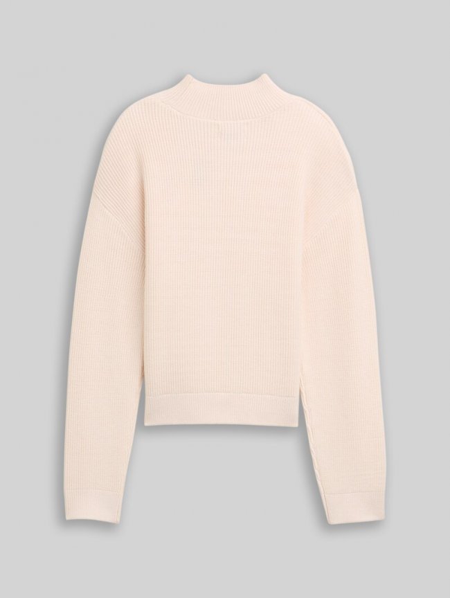 Tom Tailor Strickpullover mit Stehkragen - Soft Cream Beige Tom Tailor Strickpullover mit Stehkragen - Soft Cream Beige