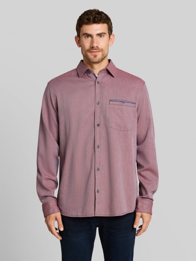 Tom Tailor Regular Fit Hemd aus strukturiertem Baumwollstoff - Tarmac Grey Structure Tom Tailor Regular Fit Hemd aus strukturiertem Baumwollstoff - Tarmac Grey Structure