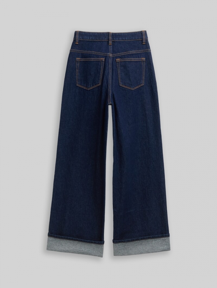 Tom Tailor Wide Leg Jeans mit Turn-Up und Stretch - Rinsed Blue Denim Tom Tailor Wide Leg Jeans mit Turn-Up und Stretch - Rinsed Blue Denim