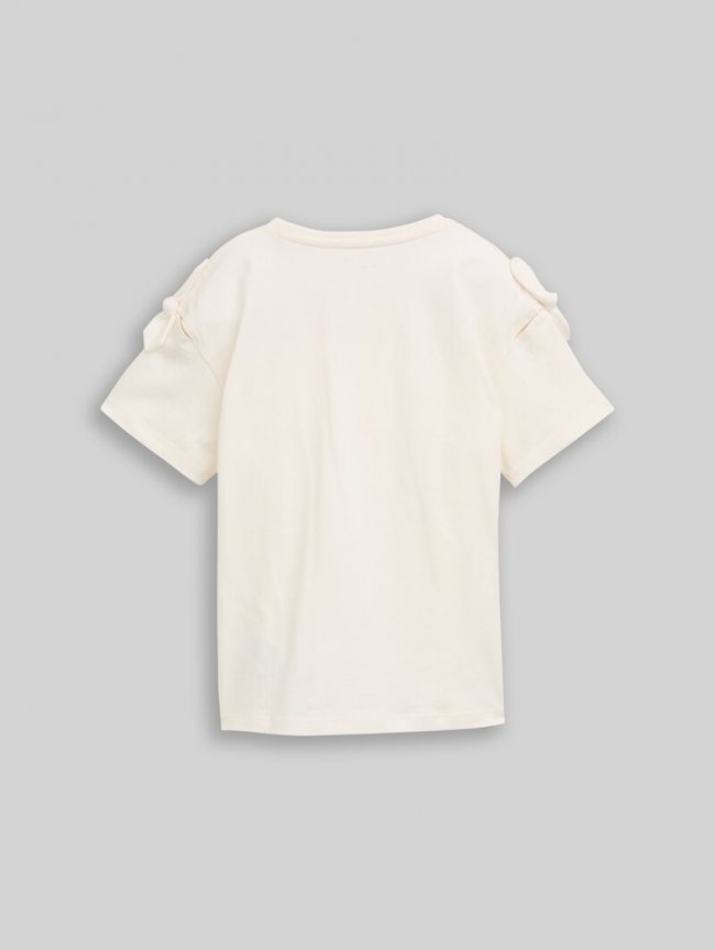 Tom Tailor Oversize T-Shirt mit Schleifen-Detail - Wool White Tom Tailor Oversize T-Shirt mit Schleifen-Detail - Wool White