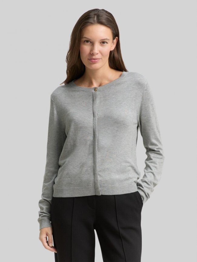 Tom Tailor Cardigan mit verdeckter Knopfleiste - Medium Silver Grey Melange Tom Tailor Cardigan mit verdeckter Knopfleiste - Medium Silver Grey Melange